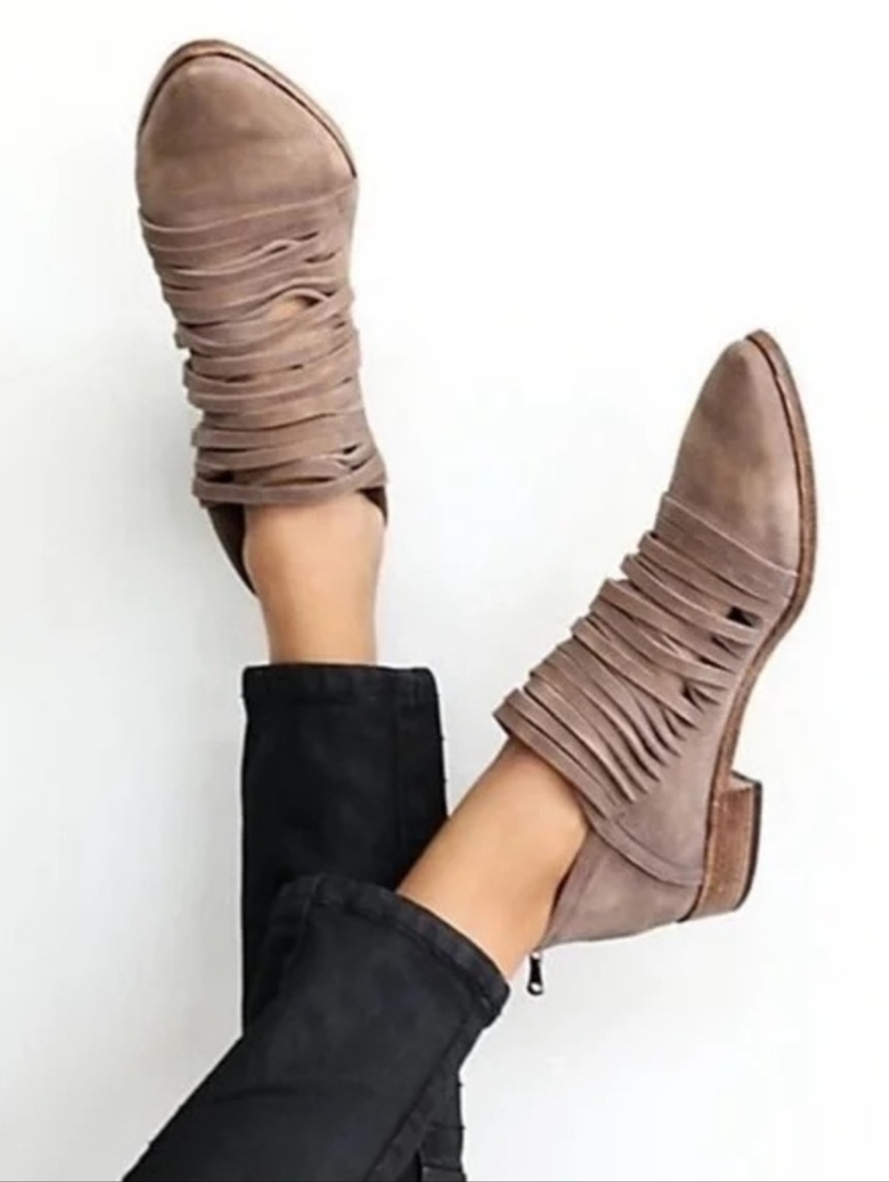 Free People Lost Valley Tan Leather Distressed Ankle Boot Bootie Size EU 38